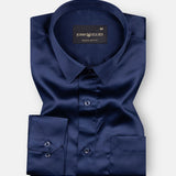 Montor Navy Blue Premium Satin Men's Shirt - John Ellies