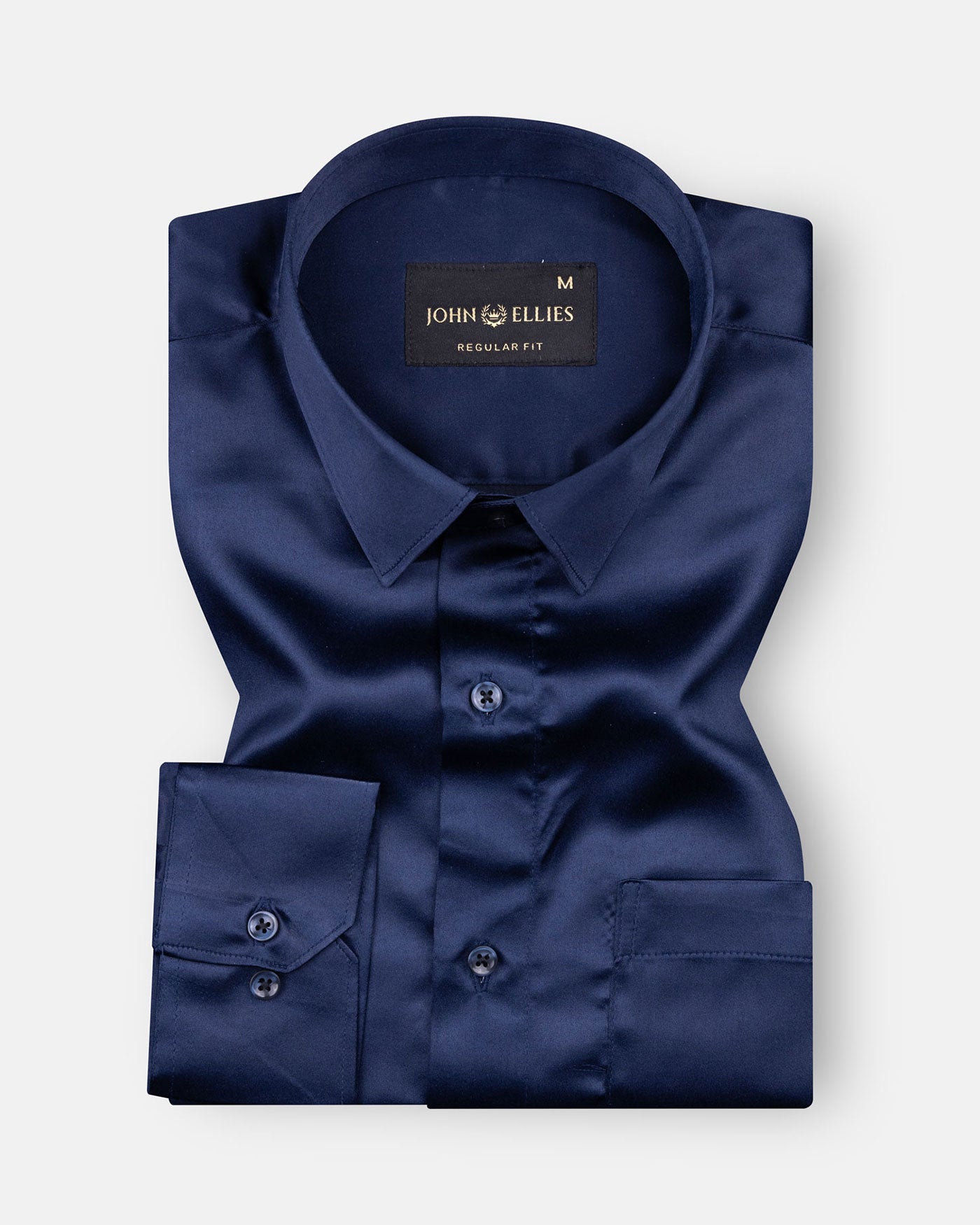 Montor Navy Blue Premium Satin Men's Shirt - John Ellies