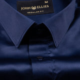 Montor Navy Blue Premium Satin Men's Shirt - John Ellies