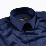 Montor Navy Blue Premium Satin Men's Shirt - John Ellies