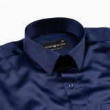 Montor Navy Blue Premium Satin Men's Shirt - John Ellies