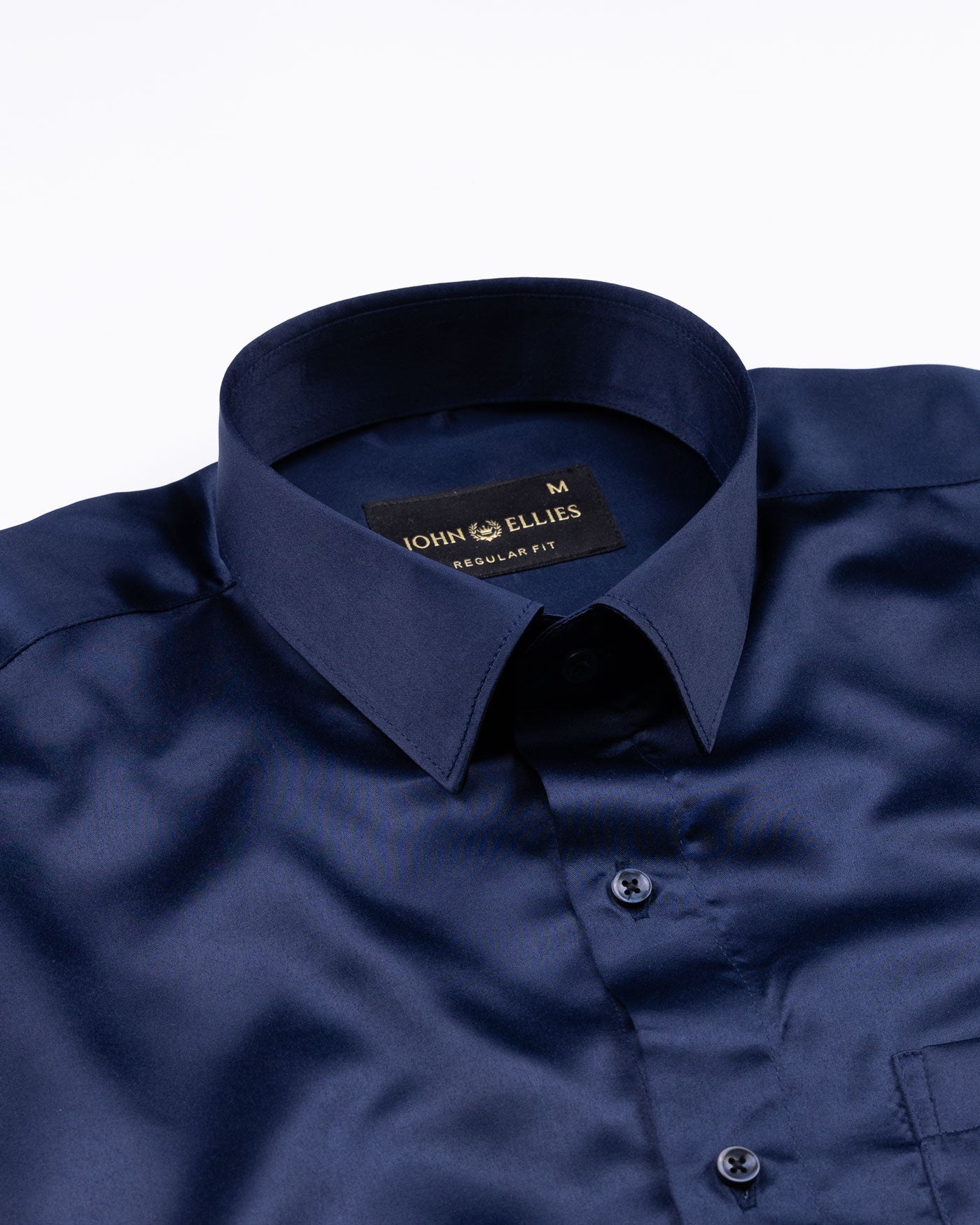 Montor Navy Blue Premium Satin Men's Shirt - John Ellies