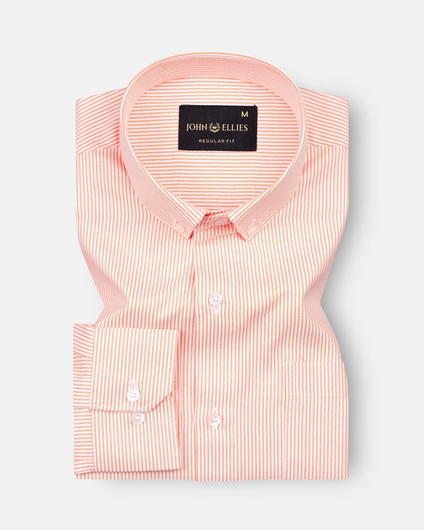 Siento Felix Coral Orange Stripe Oxford Cotton Shirt - John Ellies