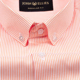 Siento Felix Coral Orange Stripe Oxford Cotton Shirt - John Ellies