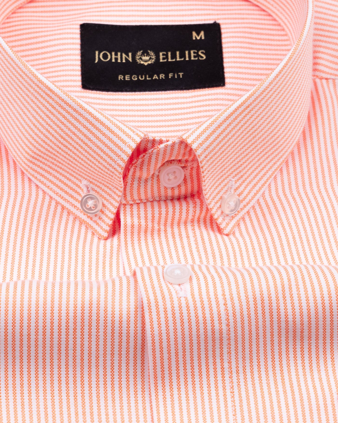 Siento Felix Coral Orange Stripe Oxford Cotton Shirt - John Ellies