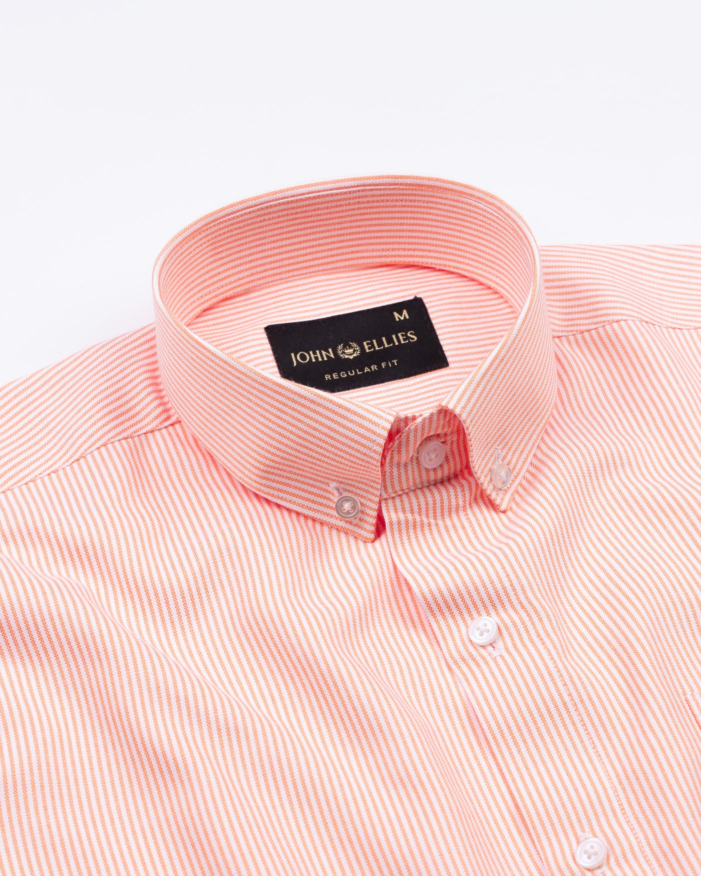 Siento Felix Coral Orange Stripe Oxford Cotton Shirt - John Ellies