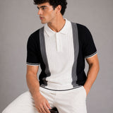 Sarrix White Stripes Cotton Polo T-Shirt