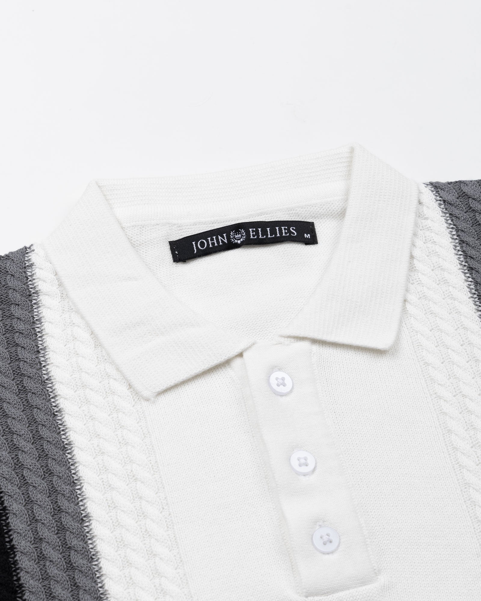 Sarrix White Stripes Cotton Polo T-Shirt - John Ellies