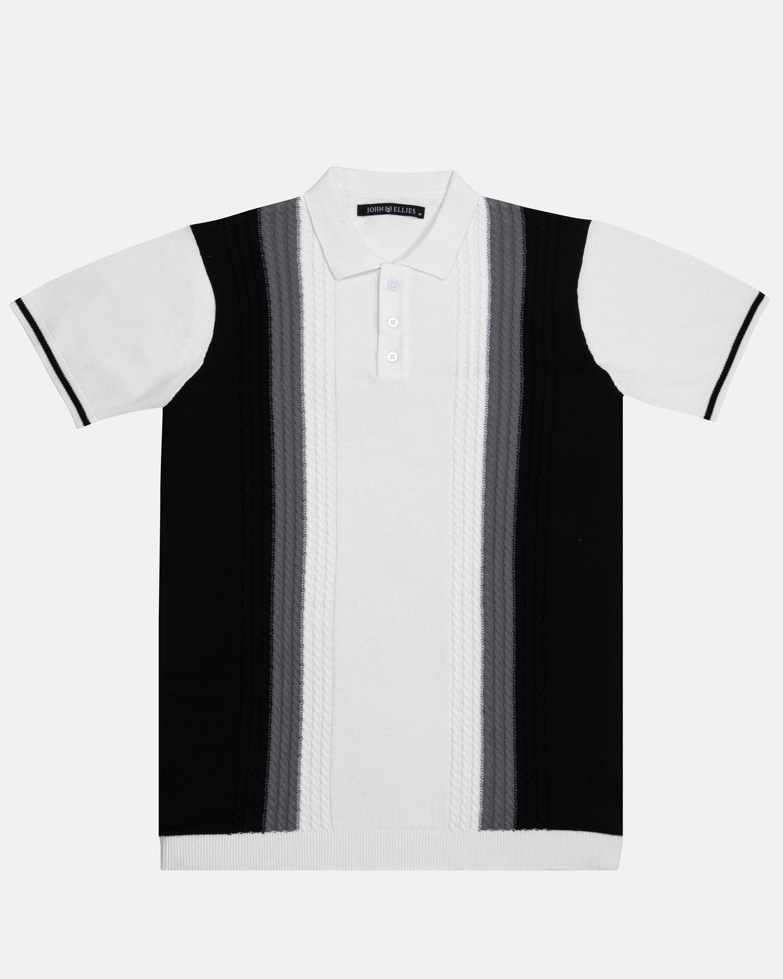 Sarrix White Stripes Cotton Polo T-Shirt - John Ellies