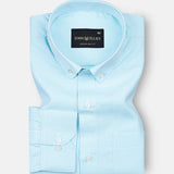 Siento Felix Turquoise Blue Stripe Oxford Cotton Shirt - John Ellies