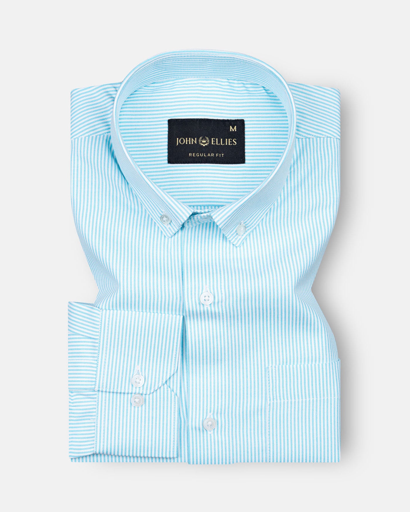 Siento Felix Turquoise Blue Stripe Oxford Cotton Shirt - John Ellies