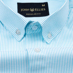 Siento Felix Turquoise Blue Stripe Oxford Cotton Shirt - John Ellies