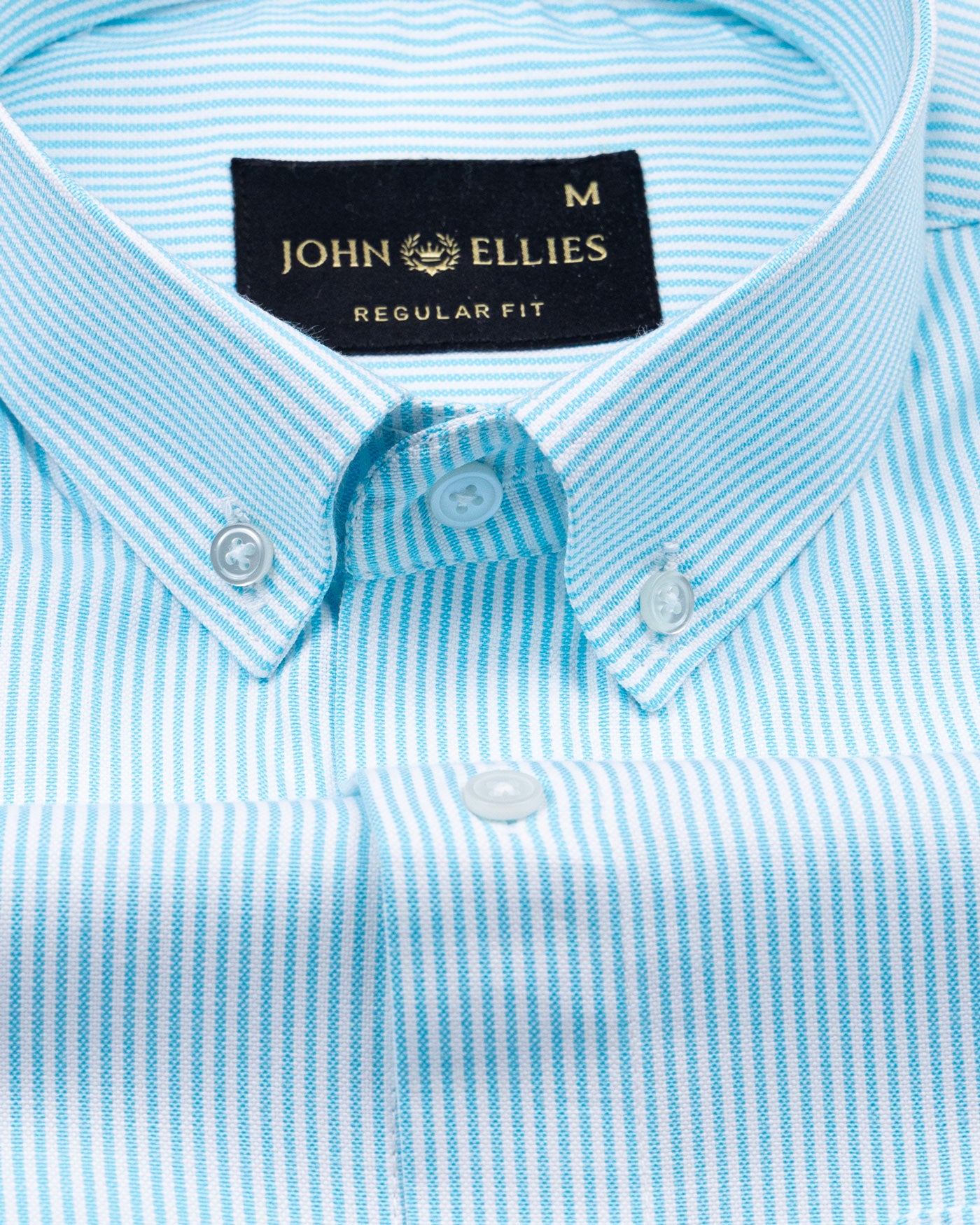 Siento Felix Turquoise Blue Stripe Oxford Cotton Shirt - John Ellies