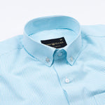 Siento Felix Turquoise Blue Stripe Oxford Cotton Shirt - John Ellies