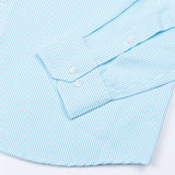 Siento Felix Turquoise Blue Stripe Oxford Cotton Shirt - John Ellies