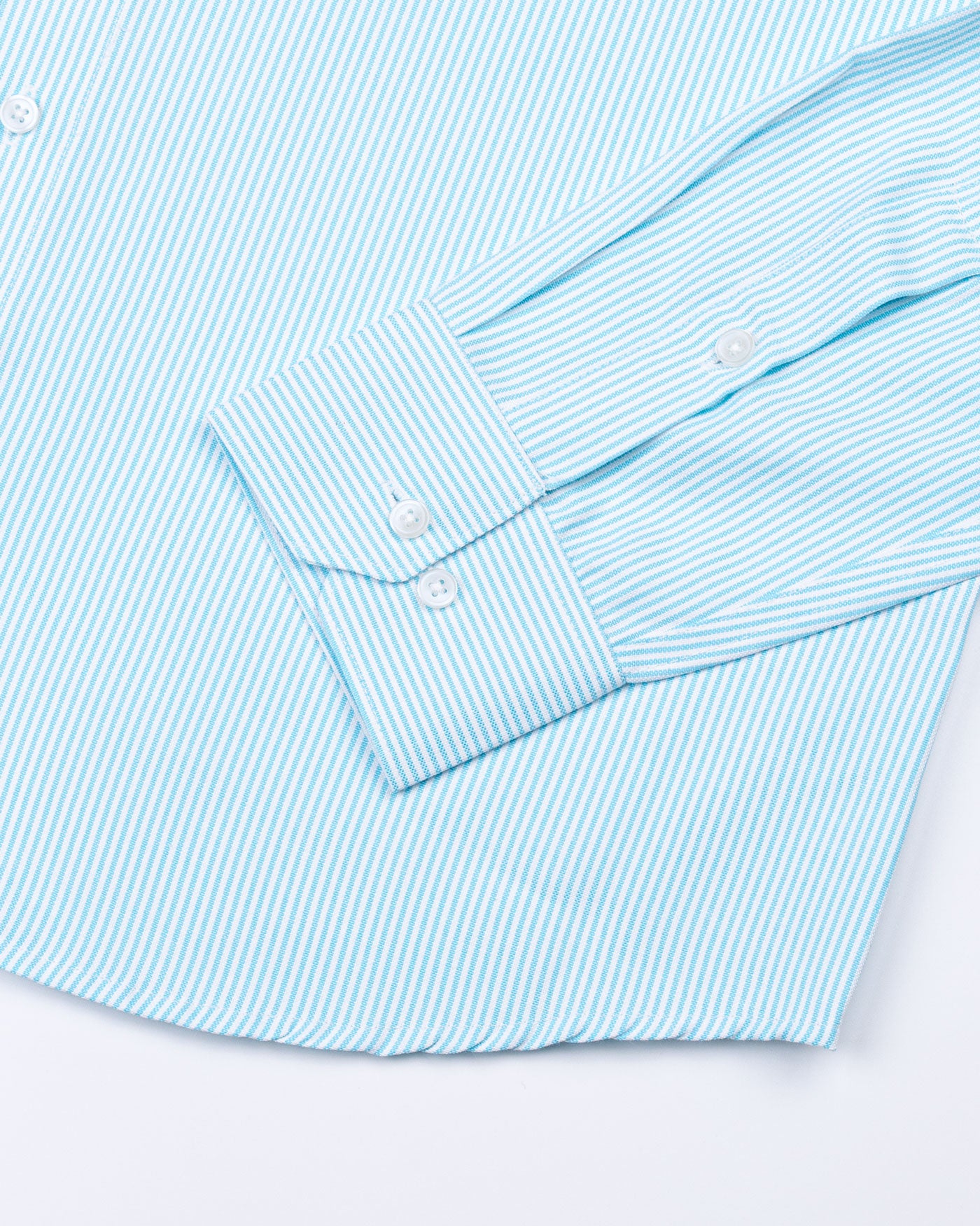 Siento Felix Turquoise Blue Stripe Oxford Cotton Shirt - John Ellies