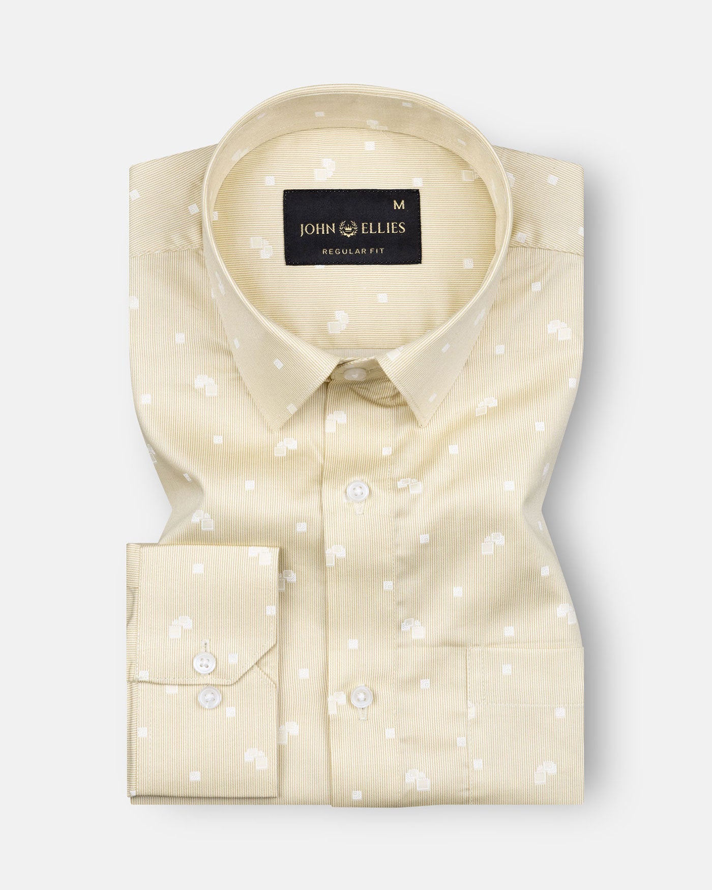 Artistic Pearl Yellow Cotton Printed Shirt - John Ellies