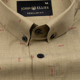 Artistic Metallic Gold Cotton Printed Shirt - John Ellies