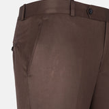 Zernol Brown Formal Cotton Stretchable Pant - John Ellies