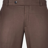 Zernol Brown Formal Cotton Stretchable Pant - John Ellies