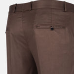 Zernol Brown Formal Cotton Stretchable Pant - John Ellies