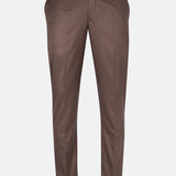 Zernol Brown Formal Cotton Stretchable Pant - John Ellies