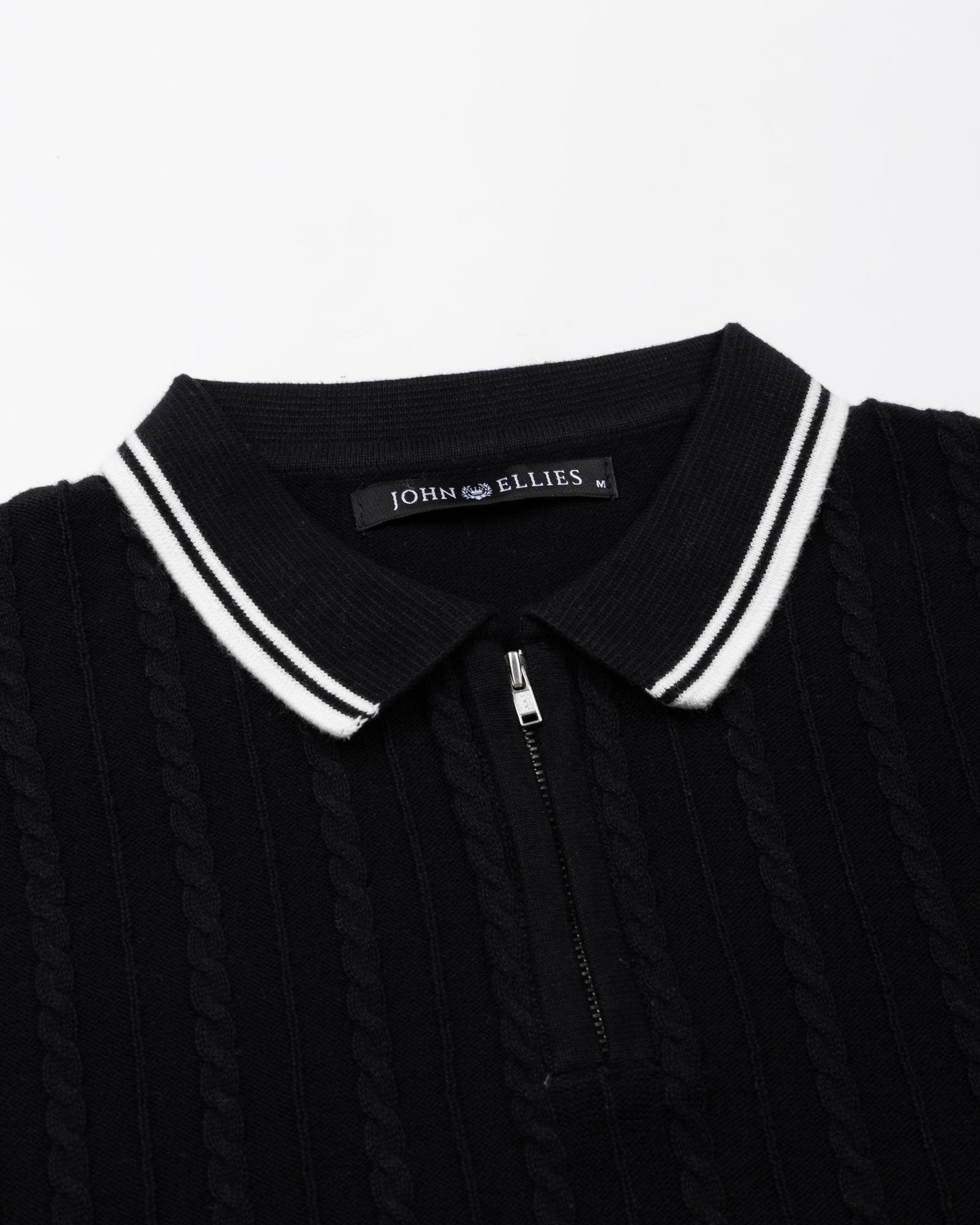 Oksira Black Cotton Polo T-Shirt - John Ellies