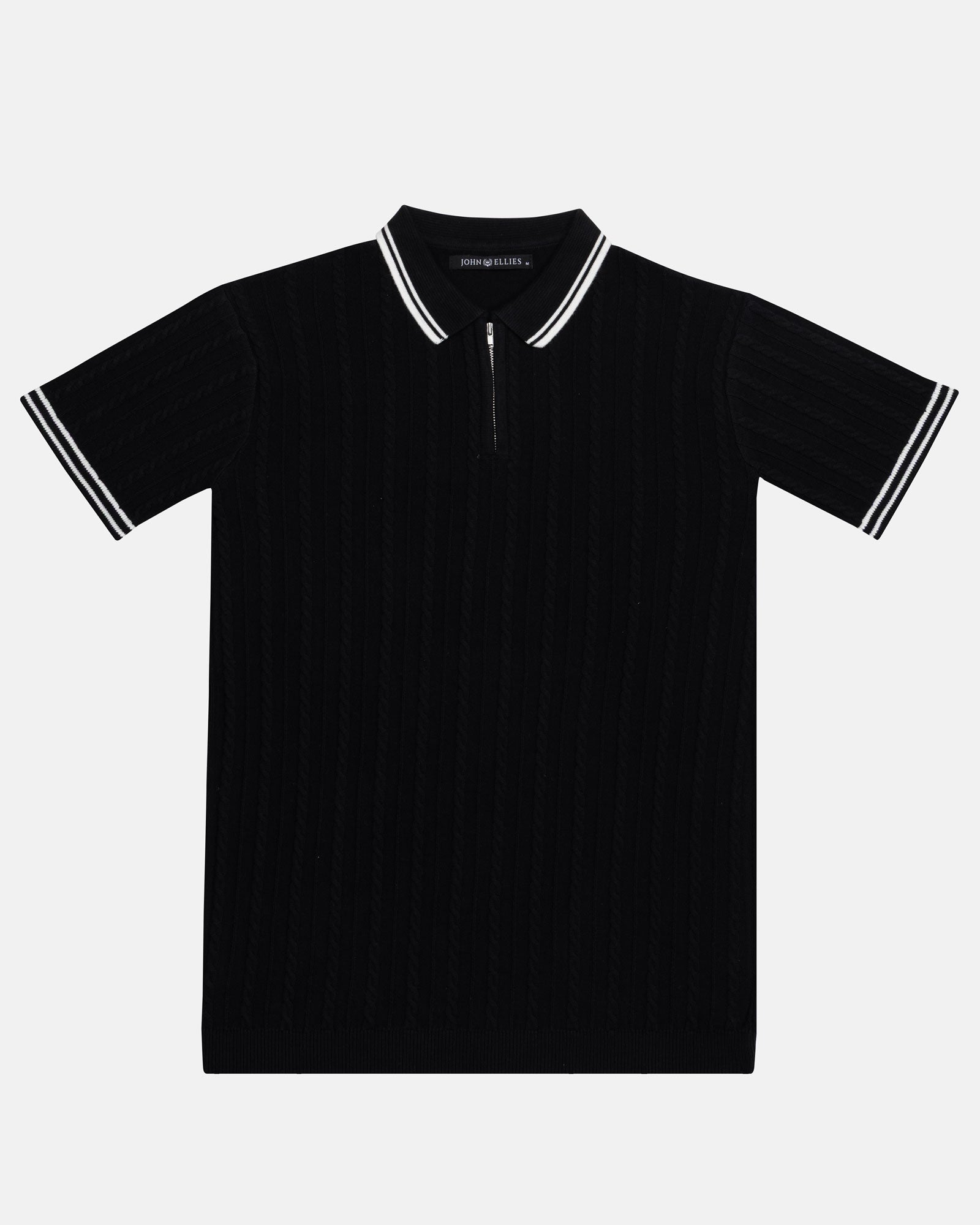 Oksira Black Cotton Polo T-Shirt - John Ellies