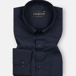 Artistic Midnight Navy Cotton Printed Shirt - John Ellies