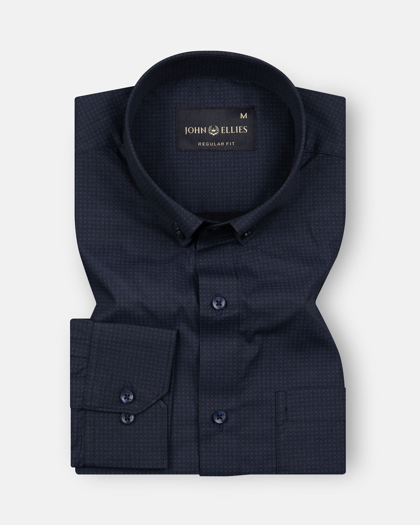 Artistic Midnight Navy Cotton Printed Shirt - John Ellies