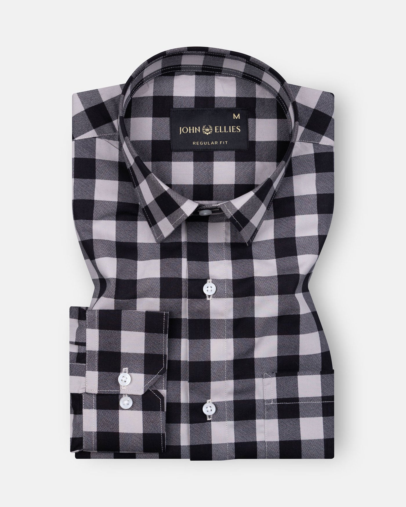 Sven Eerie Black Cotton Checked Printed Shirt - John Ellies