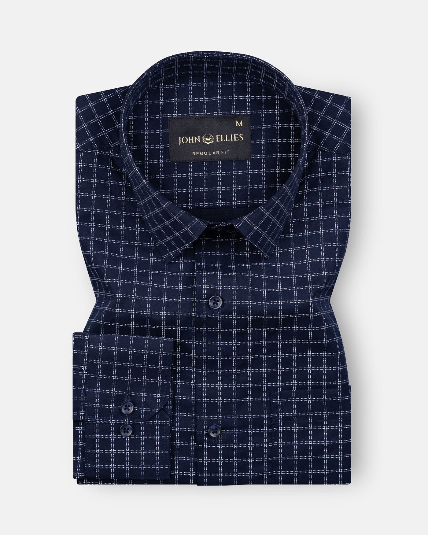 Sven Patrick Blue Cotton Checked Printed Shirt - John Ellies