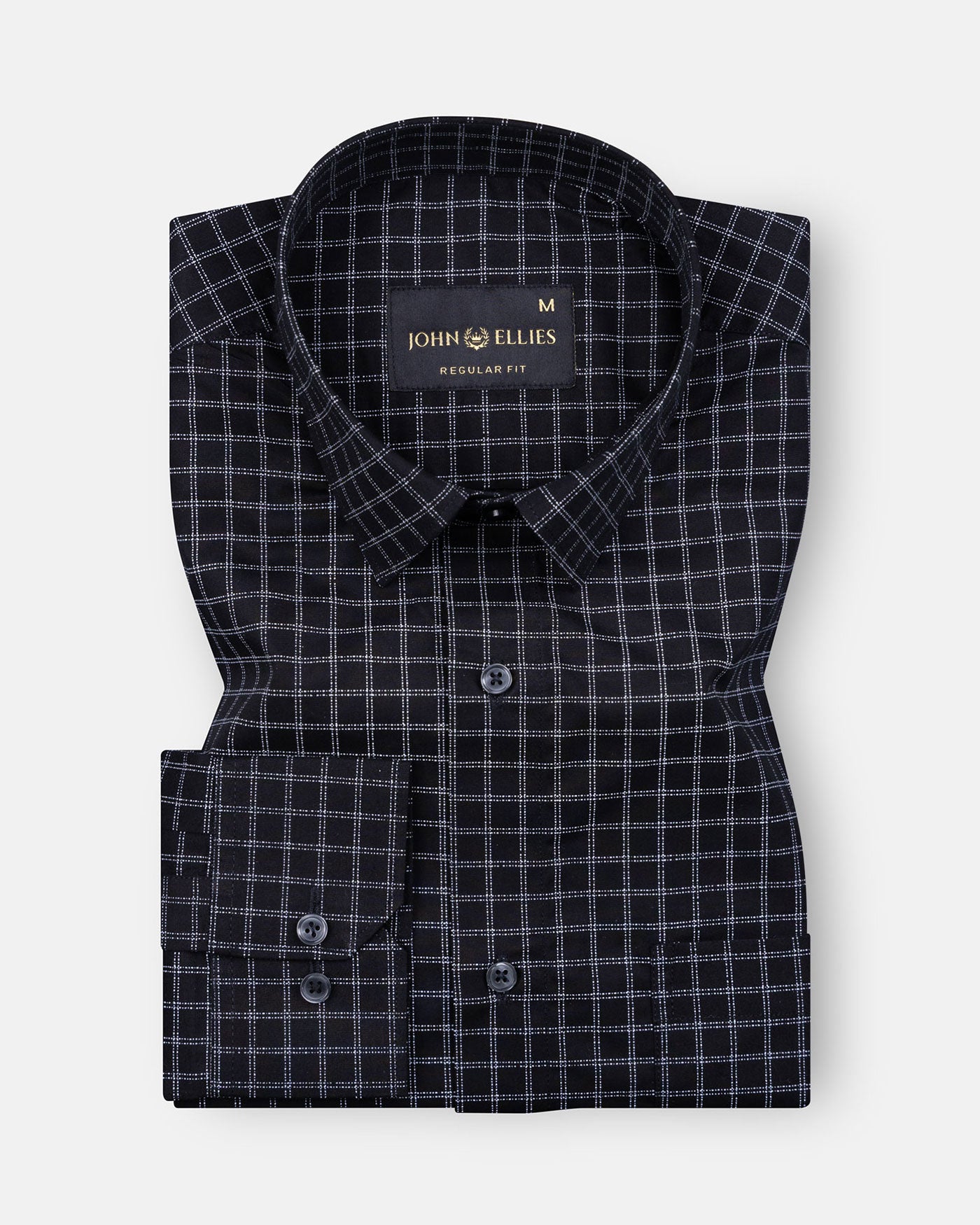 Sven Vampire Black Cotton Checked Printed Shirt - John Ellies