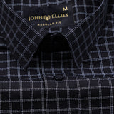 Sven Vampire Black Cotton Checked Printed Shirt - John Ellies