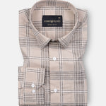 Sven Champagne Cream Cotton Checked Printed Shirt - John Ellies