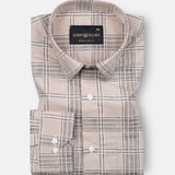 Sven Champagne Cream Cotton Checked Printed Shirt - John Ellies