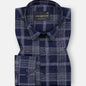 Sven Ultramarine Navy Cotton Checked Printed Shirt - John Ellies