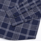 Sven Ultramarine Navy Cotton Checked Printed Shirt - John Ellies