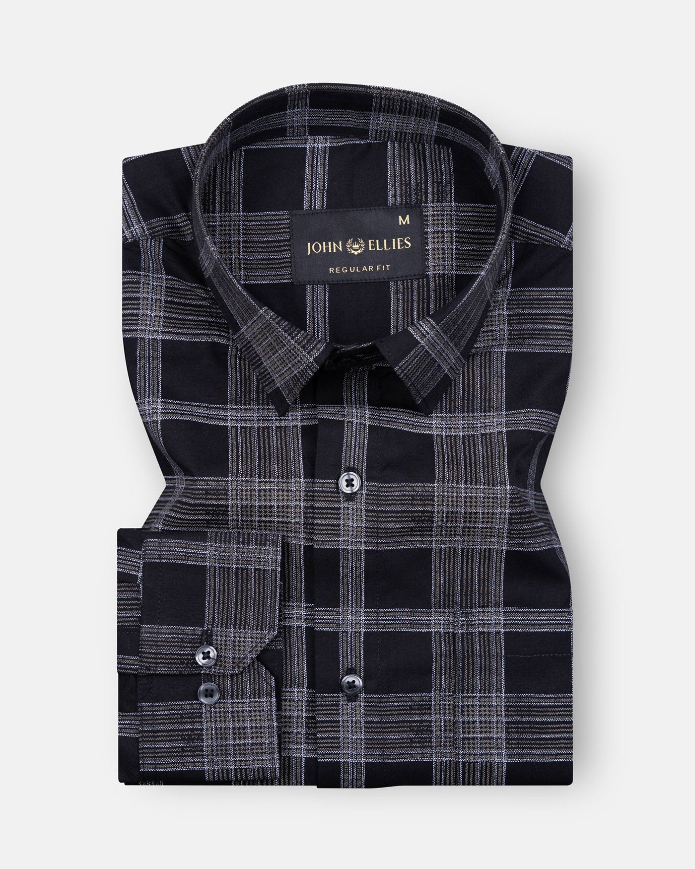 Sven Raisin Black Cotton Checked Printed Shirt - John Ellies