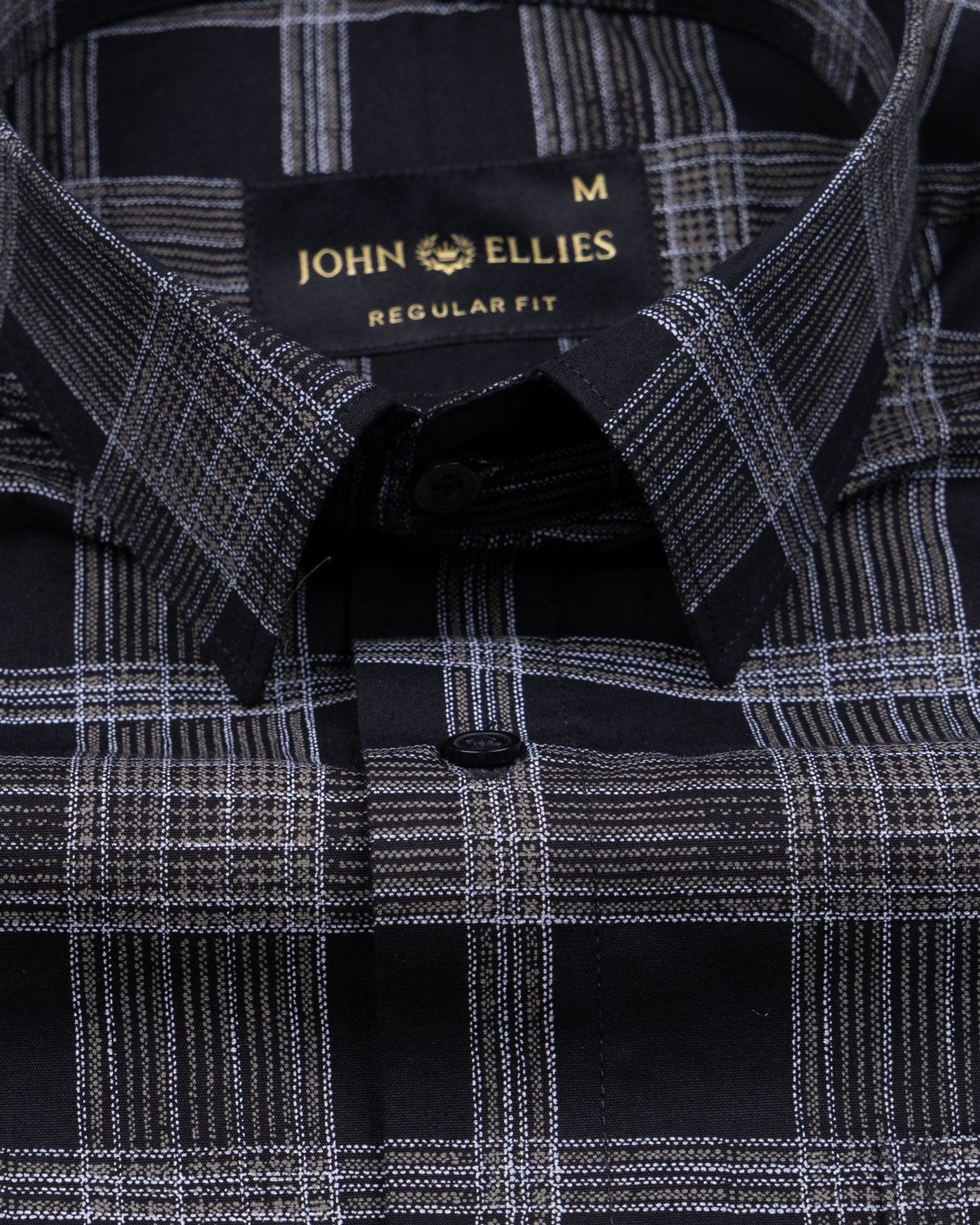 Sven Raisin Black Cotton Checked Printed Shirt - John Ellies