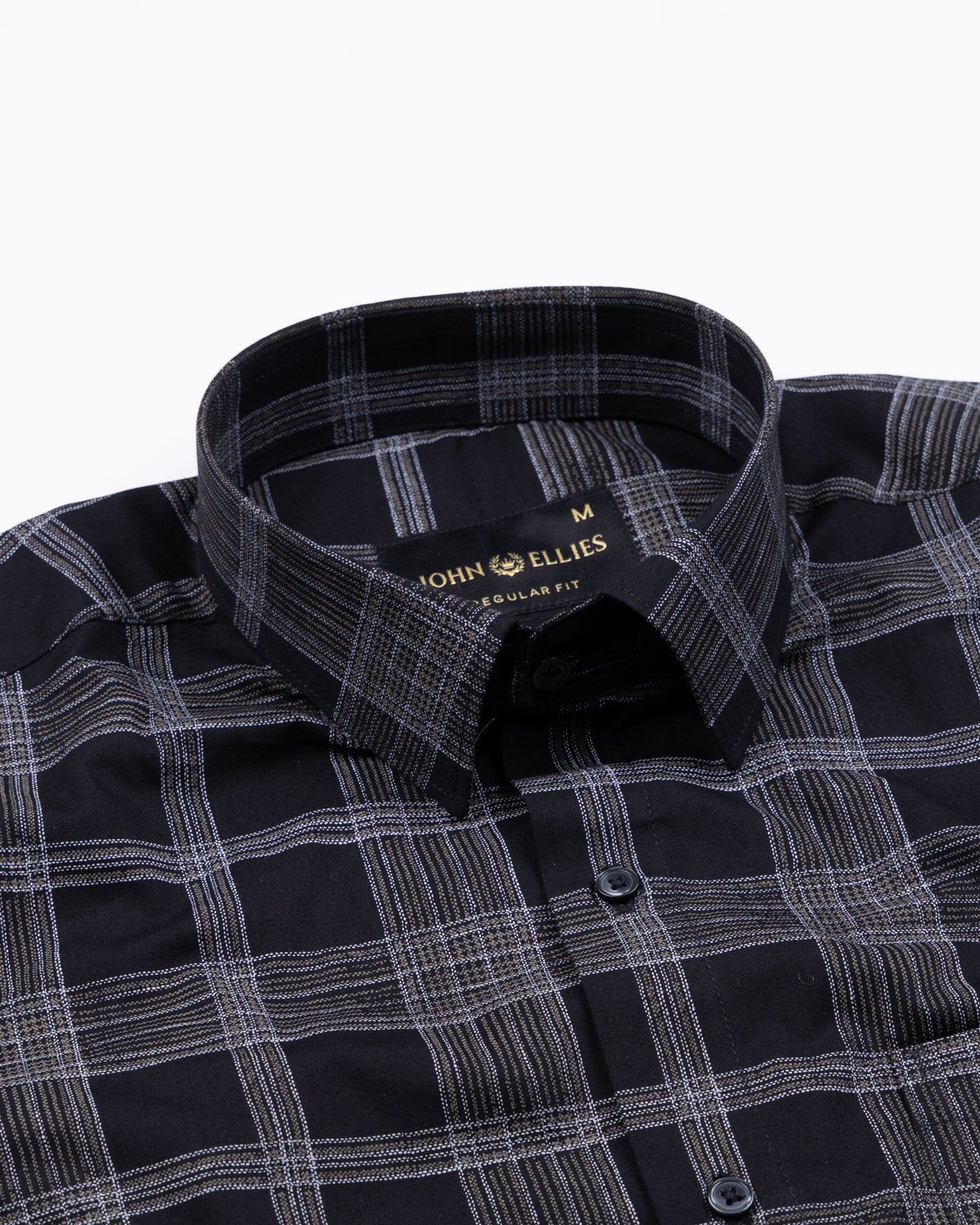 Sven Raisin Black Cotton Checked Printed Shirt - John Ellies