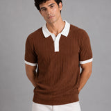 Oksira Brown Cotton Polo T-Shirt