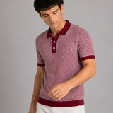 Welbern Red And White Cotton Polo T-Shirt
