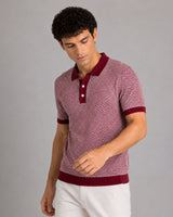 Welbern Red And White Cotton Polo T-Shirt