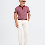 Welbern Red And White Cotton Polo T-Shirt