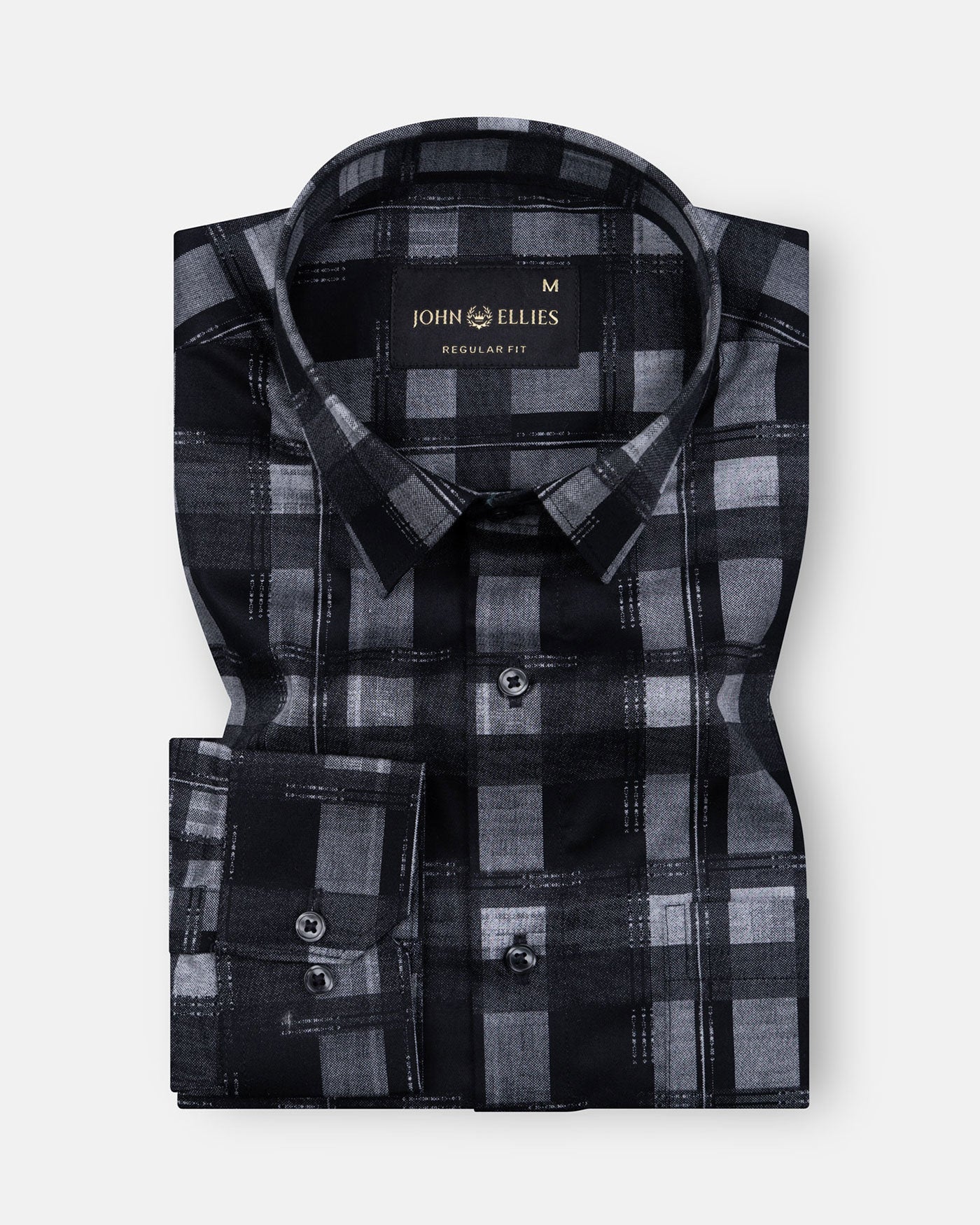 Aztec Black Giza Cotton Checked Printed Shirt - John Ellies