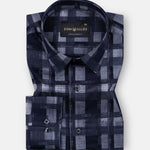 Aztec Navy Giza Cotton Checked Printed Shirt - John Ellies