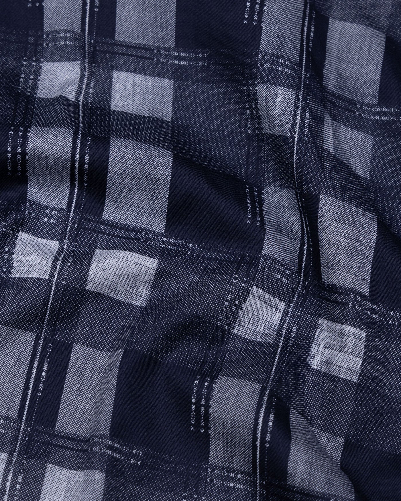 Aztec Navy Giza Cotton Checked Printed Shirt - John Ellies