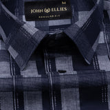 Aztec Navy Giza Cotton Checked Printed Shirt - John Ellies