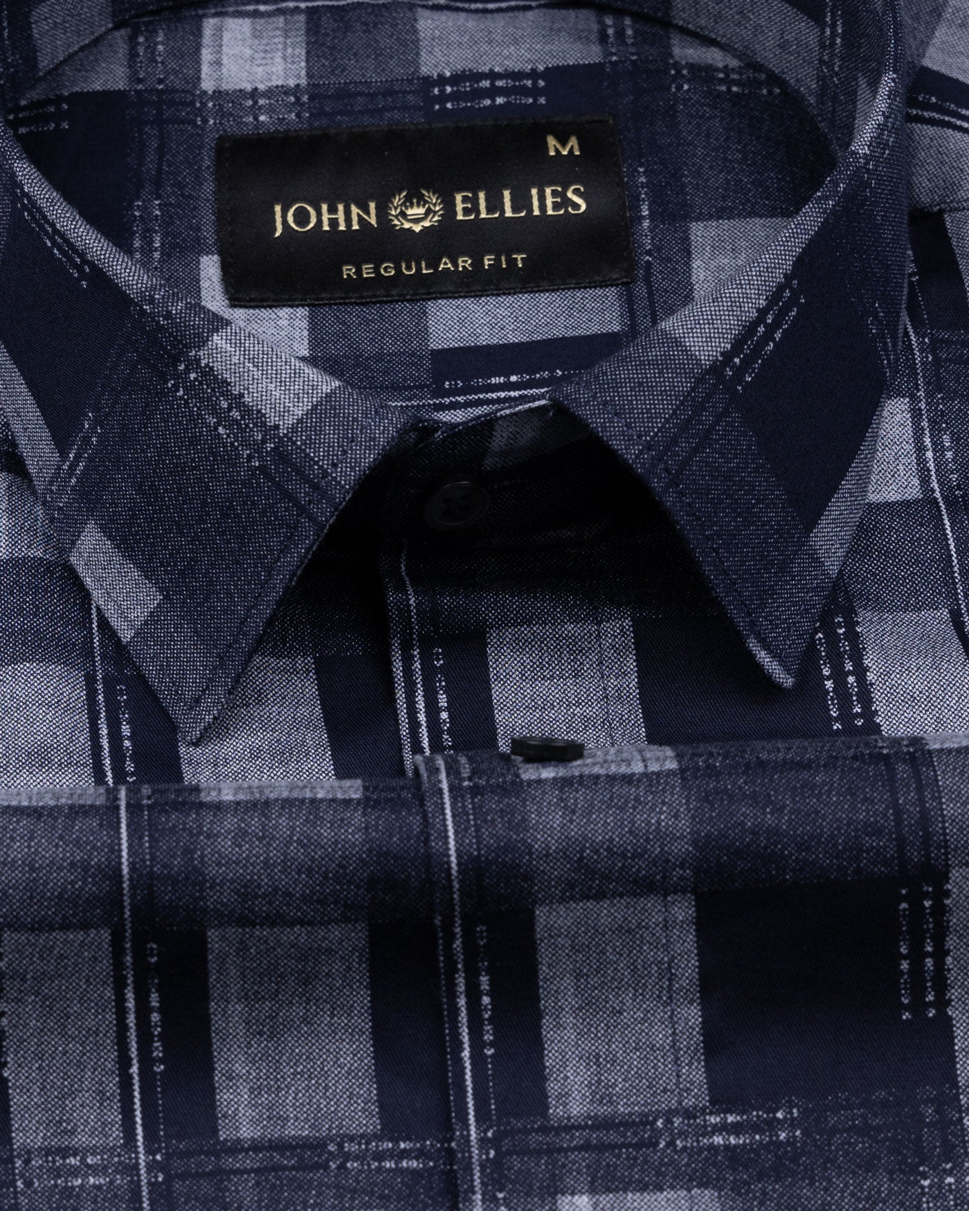 Aztec Navy Giza Cotton Checked Printed Shirt - John Ellies